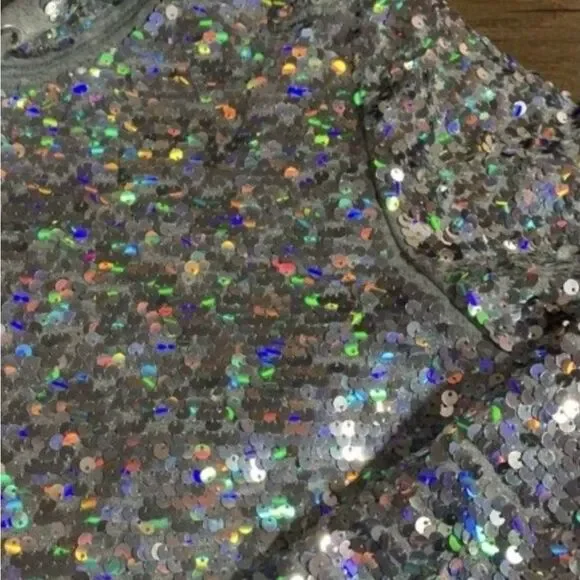 PINK Victoria's Secret Silver Sequin Bomber Jacket S - Picture 7 of 11